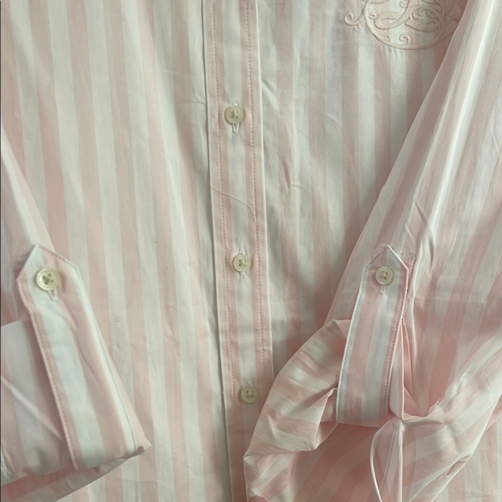 Lauren Ralph Lauren Pink and White Button Down Shirt - Picture 5 of 5